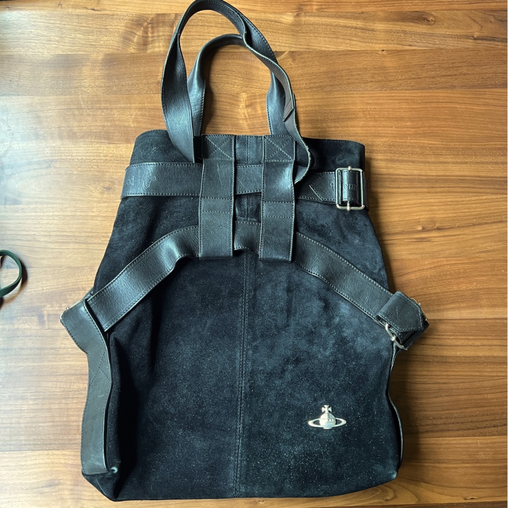 RARE_Vivienne Westwood Bondage Straps Leather Tote bag Black